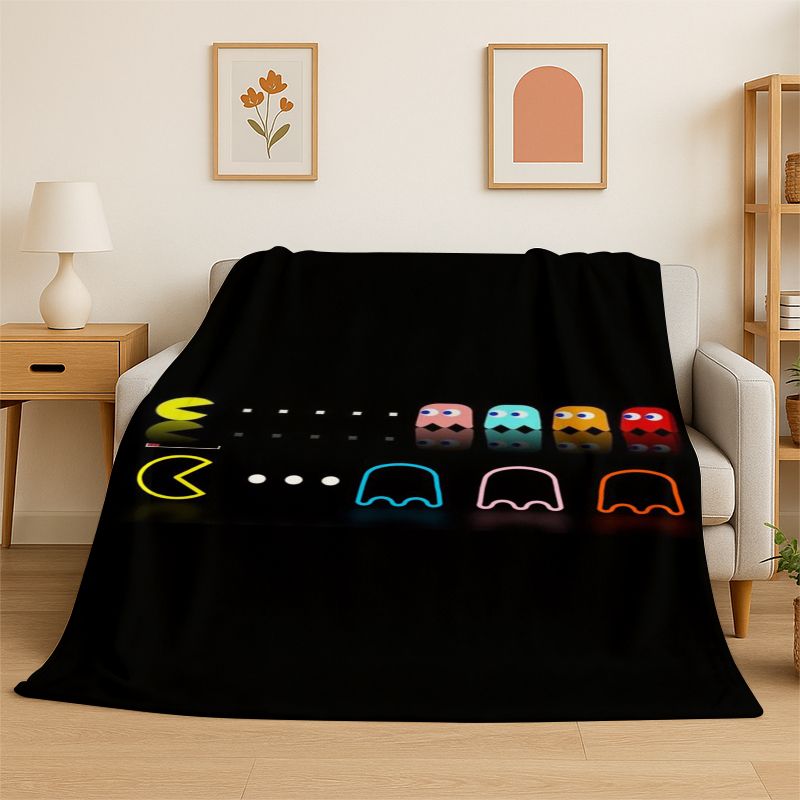 Retro Gaming Lounge - Мягкое фланелевое одеяло с рисунком P-Pacman