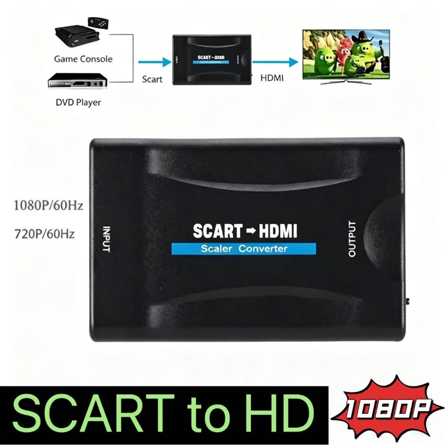 Конвертер Full HD 1080P SCART  – обзор и цена Scart To Hdmi